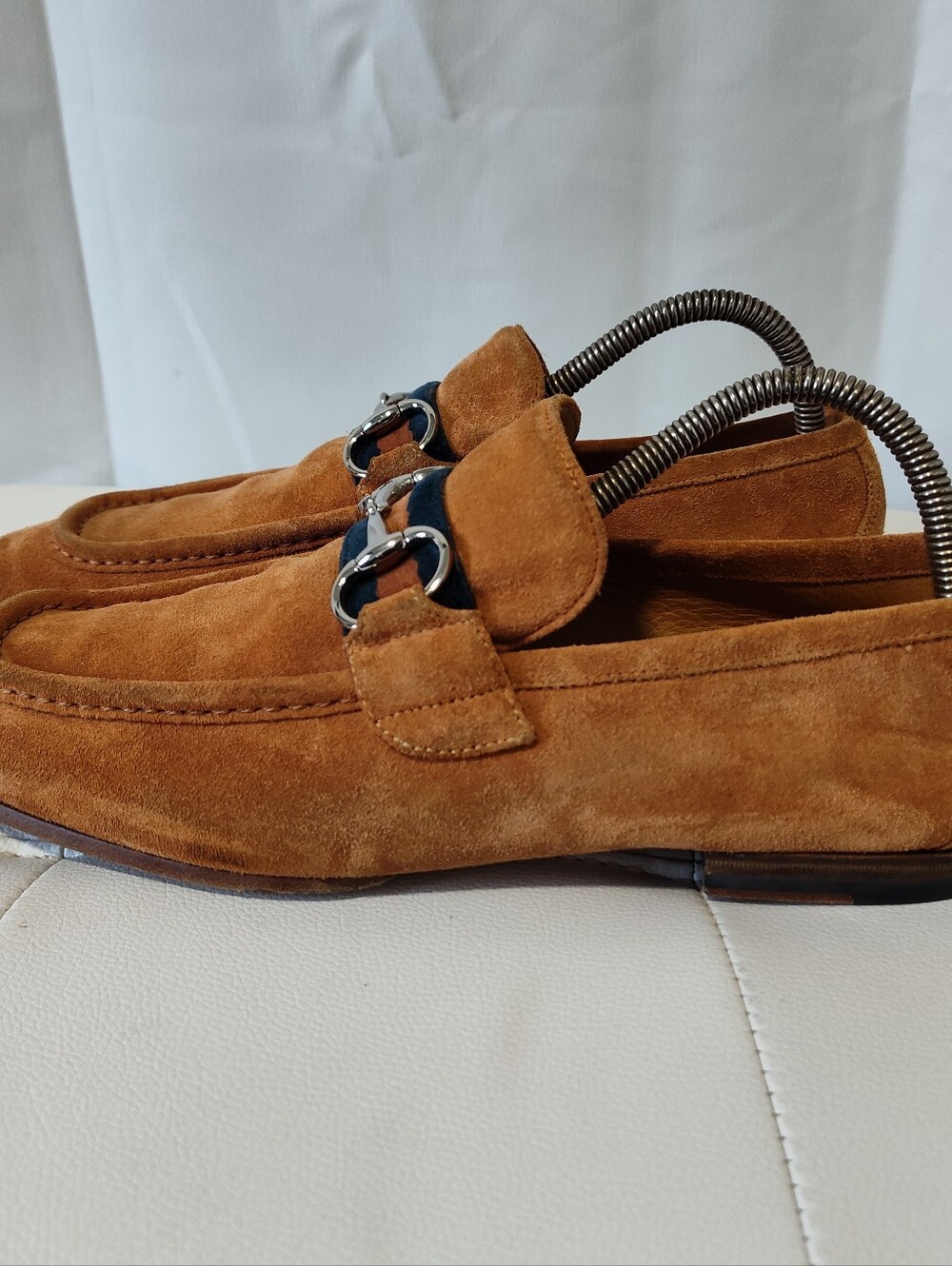 GUCCI Men's Size 9.5 D Tan Textured Suede Horsebit Loafers